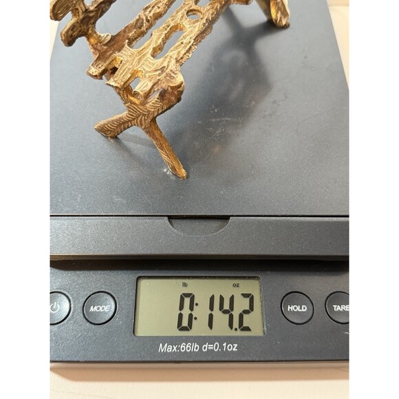 Vintage Brass‎ Frog Sitting on Bench Under Umbrella Statue Figurine. Lonely Frog - Picture 11 of 11